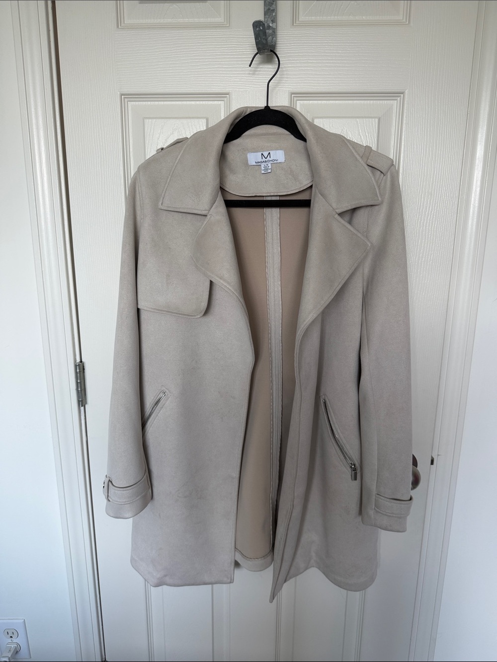 Magaschoni Light Beige Suede-Style Trench Coat